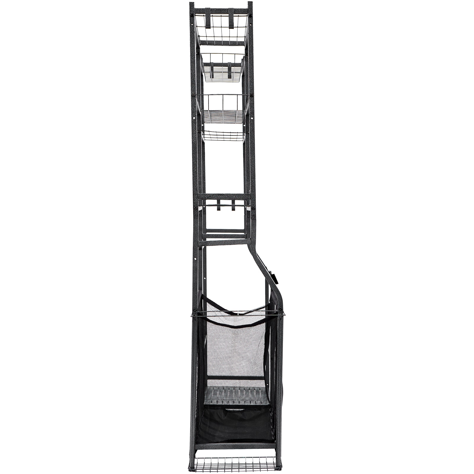 Golf Storage Garage Organizer, 2 Golf Bag Storage Stand Holder And Other Sports Equipment Storage Rack, Outdoor Steel Ball Cart, Sports Gear And Toys Storage Shelves With Baskets & Hooks, Black_maomaolike.com